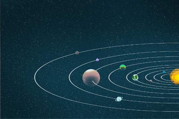 Planetas do sistema solar em órbita ao redor do Sol