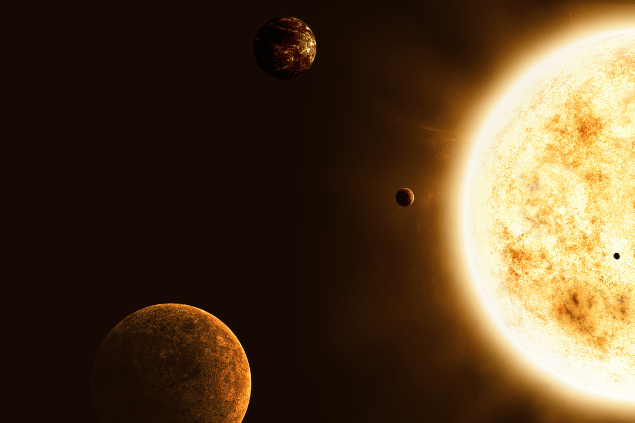 imagem de sol e planetas
